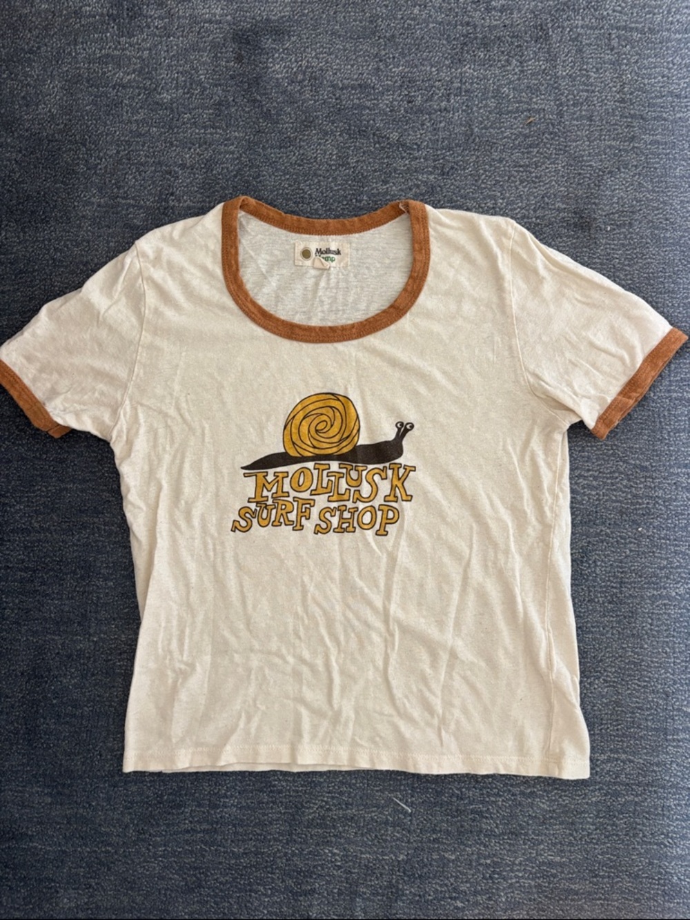 Mollusk Surf Shop Women's Cream Ringer Tee